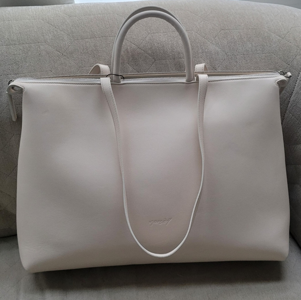 MARSÈLL Cream Leather Orizzontalle Tote Bag